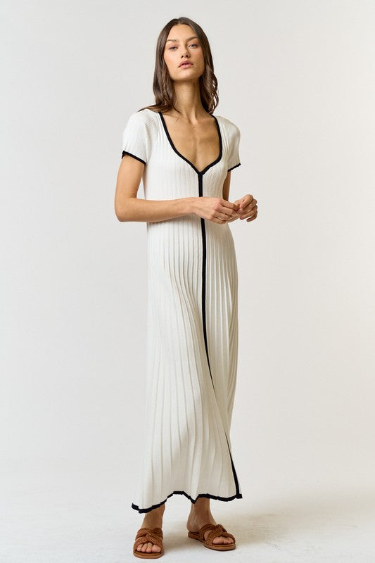 Marbella Contrast Knit Sweater Maxi Dress