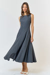 Layana Boat Neck Flared Midi Dress