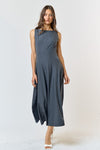 Layana Boat Neck Flared Midi Dress