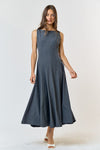 Layana Boat Neck Flared Midi Dress
