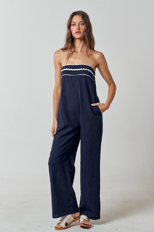 Kiki Strapless Contrast Detail Jumpsuit