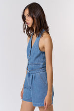 Bea Halter Vest Denim Romper