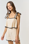 Donna Contrast Shoulder Tie Romper