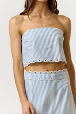 Myra Stripe Eyelet Tube Top & Midi Skirt Set