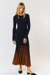 Pomila Knit Long Sleeve Contrast Maxi Dress