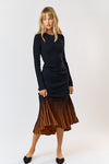 Pomila Knit Long Sleeve Contrast Maxi Dress