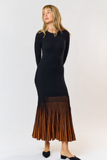 Pomila Knit Long Sleeve Contrast Maxi Dress