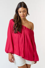 Andrea Front Tie Off The Shoulder Satin Top