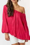 Andrea Front Tie Off The Shoulder Satin Top