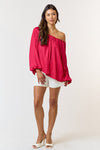 Andrea Front Tie Off The Shoulder Satin Top