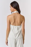 Circe Criss Cross Stripe Halter Linen Top