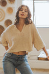 Arleta Crop Knit Sweater - Oat