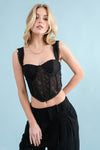 Kaylani Floral Lace Corset Top - Black