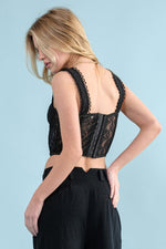 Kaylani Floral Lace Corset Top - Black