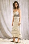 Alethea Crochet Knit Midi Dress - Taupe