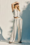 Anella Contrast Vest & Straight Pants Set