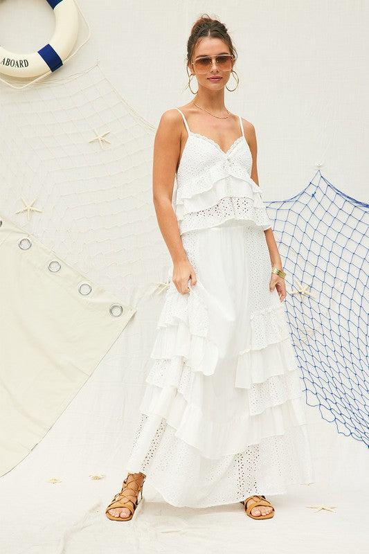 Lola Eyelet Ruffle Cami Top & Maxi Skirt Set