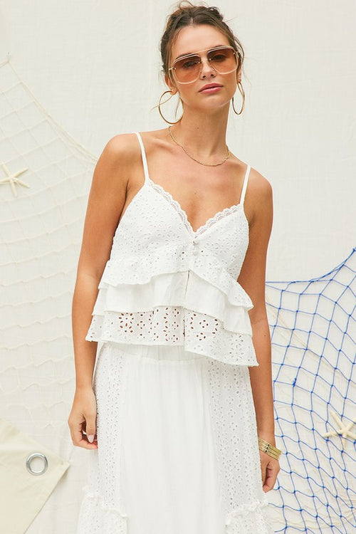 Lola Eyelet Ruffle Cami Top & Maxi Skirt Set