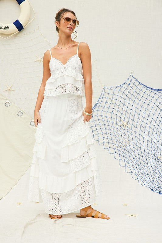 Lola Eyelet Ruffle Cami Top & Maxi Skirt Set