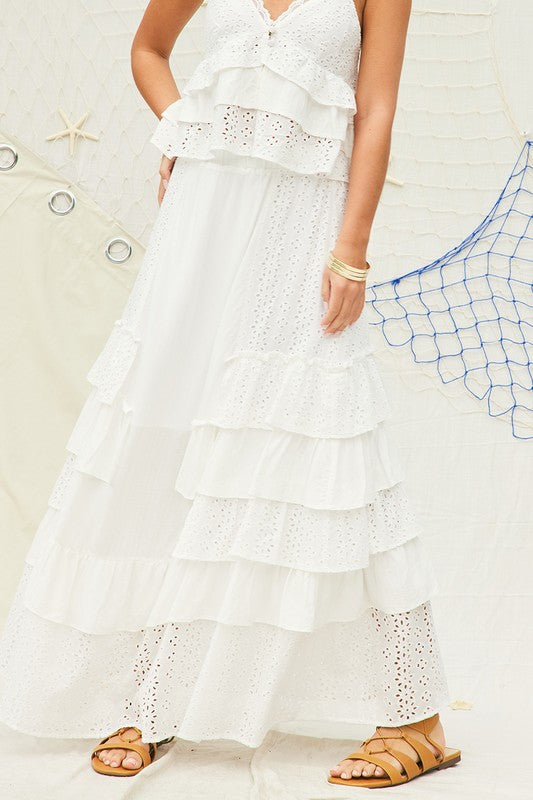 Lola Eyelet Ruffle Cami Top & Maxi Skirt Set