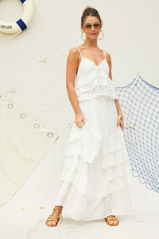 Lola Eyelet Ruffle Cami Top & Maxi Skirt Set