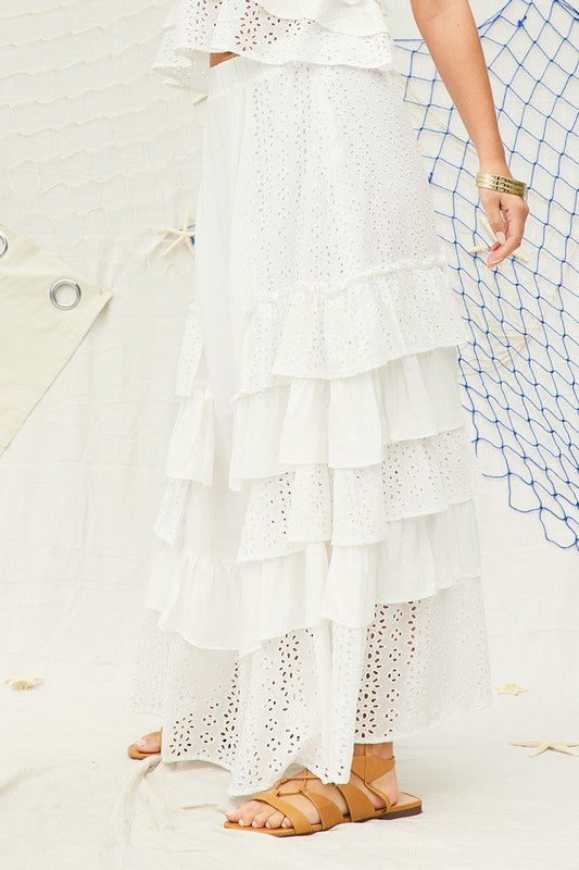 Lola Eyelet Ruffle Cami Top & Maxi Skirt Set