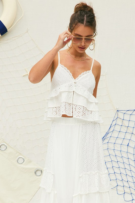 Lola Eyelet Ruffle Cami Top & Maxi Skirt Set