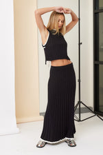 Lilean Contrast Knit Cut Out Top & Maxi Skirt Set