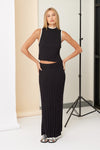 Lilean Contrast Knit Cut Out Top & Maxi Skirt Set