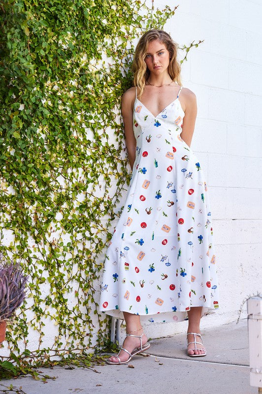 Tara Summer Print Tie Back Maxi Dress