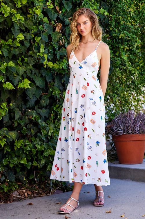 Tara Summer Print Tie Back Maxi Dress