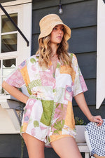 Ashley Seaside Print Short Sleeve Romper
