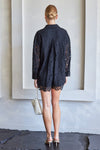 Ashley Lace Long Sleeve Button Down Romper - Black