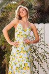Linette Lemon Print Backless Rope Detail Maxi Dress