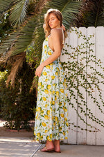 Linette Lemon Print Backless Rope Detail Maxi Dress