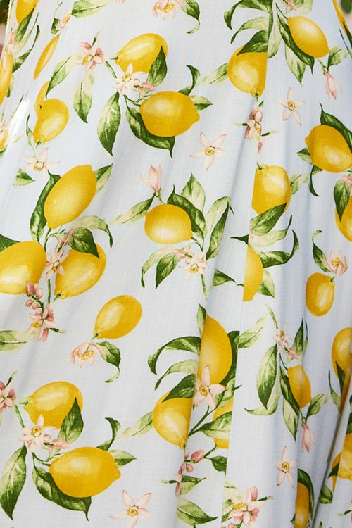 Linette Lemon Print Backless Rope Detail Maxi Dress