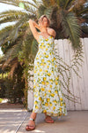 Linette Lemon Print Backless Rope Detail Maxi Dress