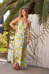 Linette Lemon Print Backless Rope Detail Maxi Dress