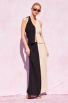Pamela Ribbed Halter Two Tone Top & Maxi Skirt Set