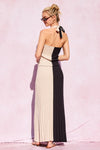 Pamela Ribbed Halter Two Tone Top & Maxi Skirt Set