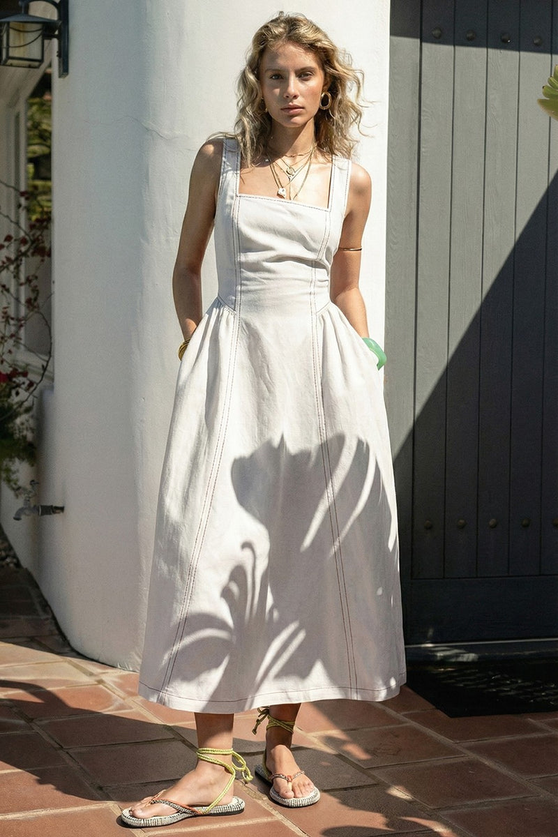 linen tie back dress Janelle Contrast Stitch Midi – Girls Will Be Girls xxnyd-$2_052426 and an open back Electric Blue Stretch Satin Size:8x10 inches