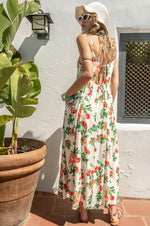 Teresa Cherry Print Tie Back Maxi Dress