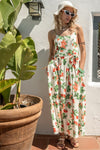 Teresa Cherry Print Tie Back Maxi Dress