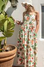 Teresa Cherry Print Tie Back Maxi Dress