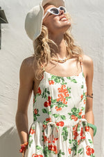 Teresa Cherry Print Tie Back Maxi Dress