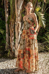 Katherine Tropical Print Halter Tie Back Maxi Dress