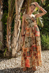 Katherine Tropical Print Halter Tie Back Maxi Dress