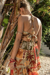 Katherine Tropical Print Halter Tie Back Maxi Dress