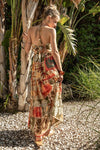 Katherine Tropical Print Halter Tie Back Maxi Dress