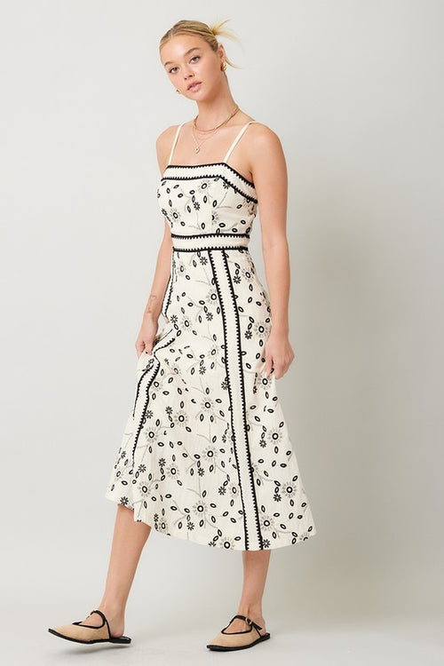 Megan Embroidered Floral Lace Midi Dress